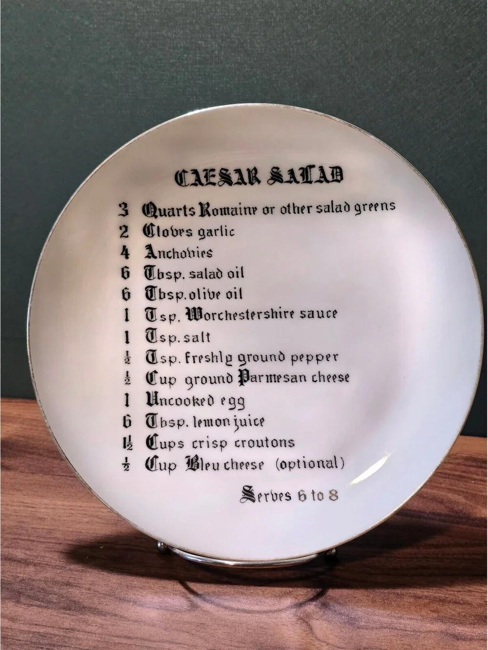 Vintage Caesar Salad Recipe Plate, 9.5